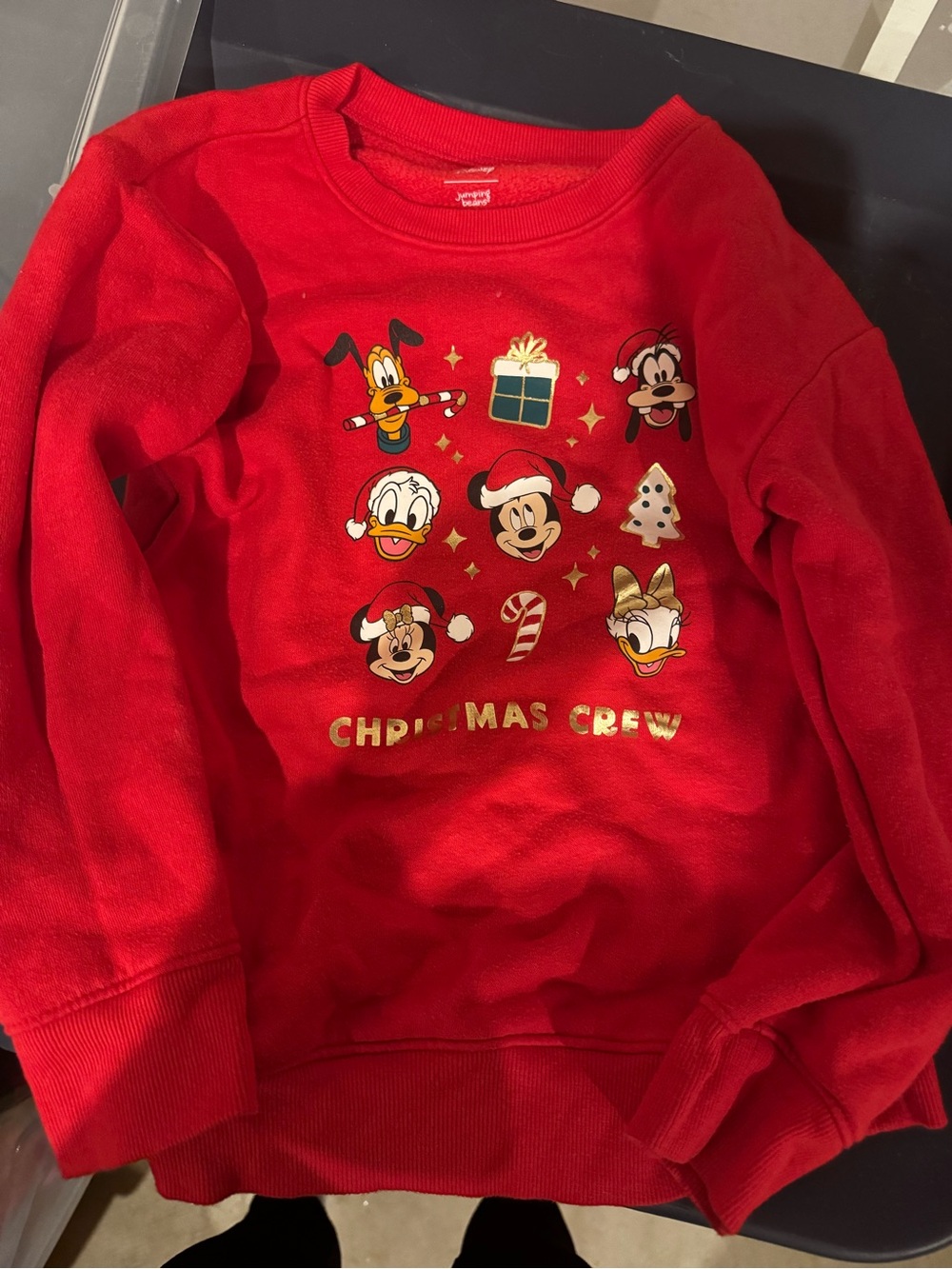 jumping beans Red Disney Christmas Crew Sweatshirt with Gold Accents